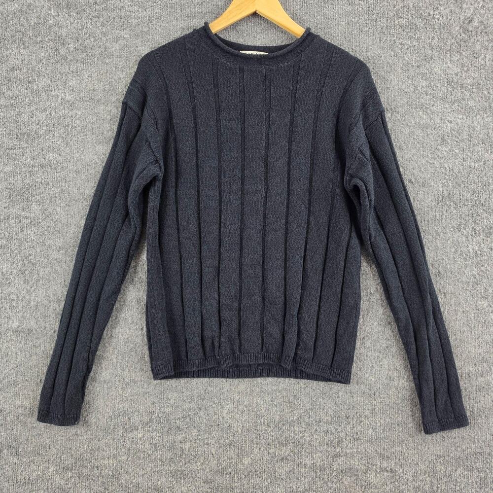 Alex Mill Sweater Men Small James Rollneck Crewneck Navy Cotton Linen Minimalist